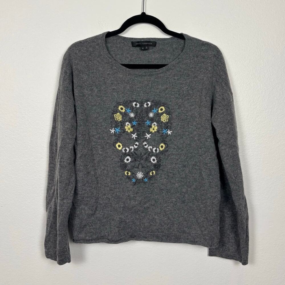 Skull Cashmere Knit Cashmere Wool Embroidered Skull Graphic Sweater XS
